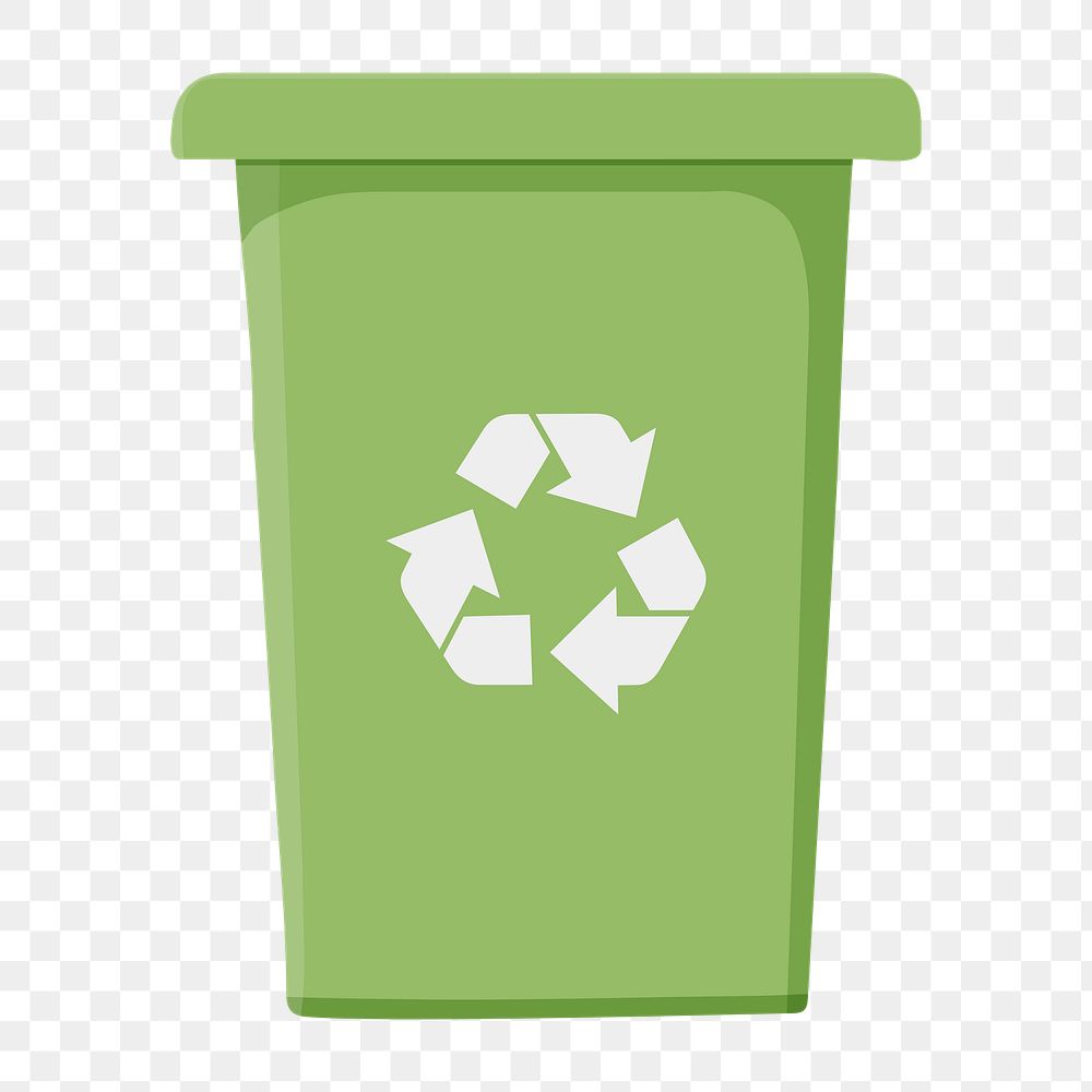 Green png recycle bin, transparent background
