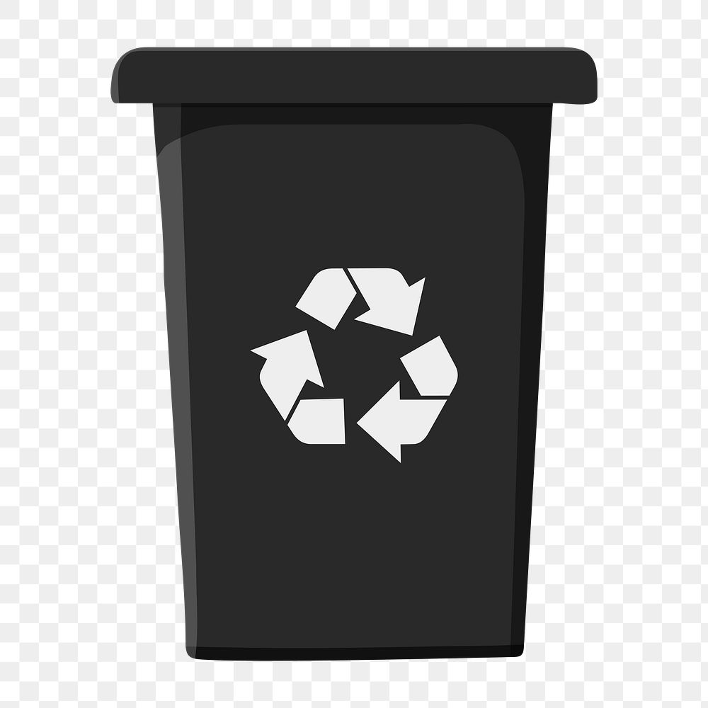 Black png recycle bin,  transparent background
