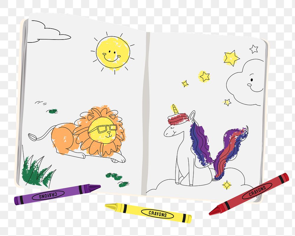 Coloring book png cute stationery, transparent background