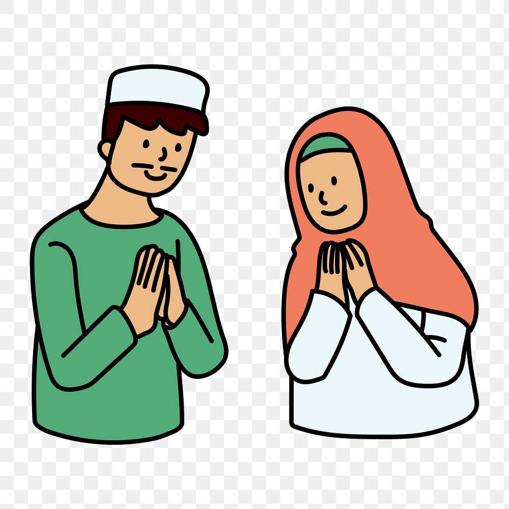 Png Muslims greeting doodle, transparent background