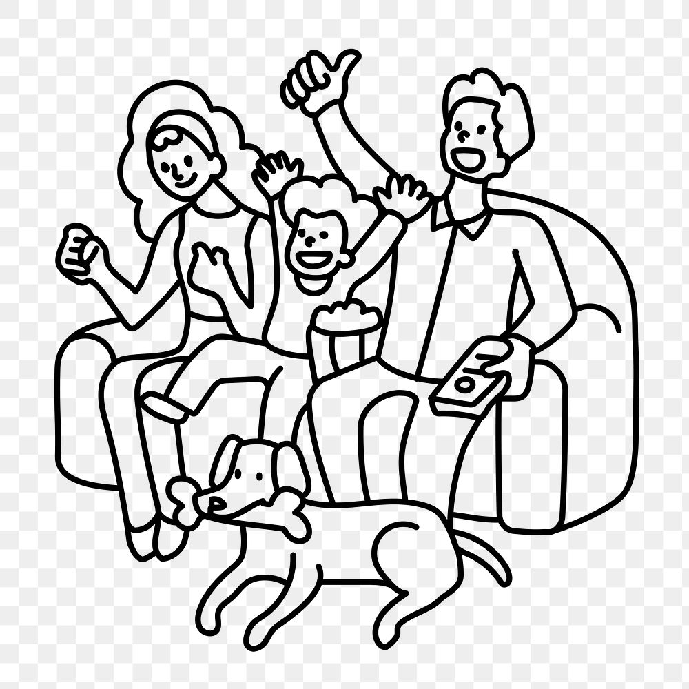 Png family cheering sports doodle, transparent background
