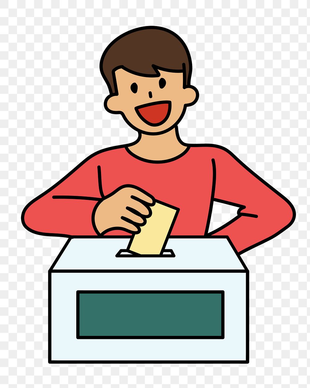 Png man voting doodle, transparent background