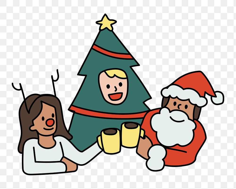 Png cheers to Christmas doodle, transparent background