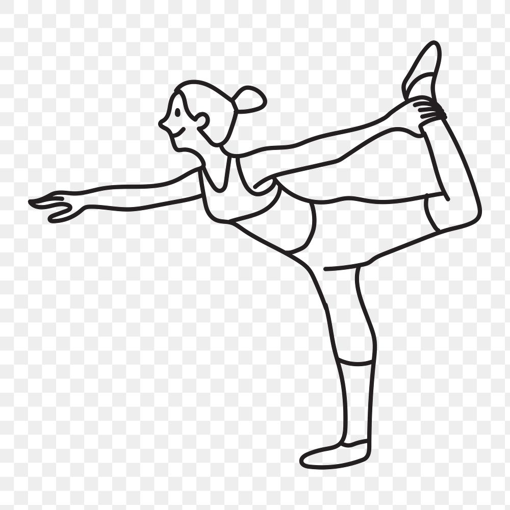 Png woman doing yoga doodle, transparent background
