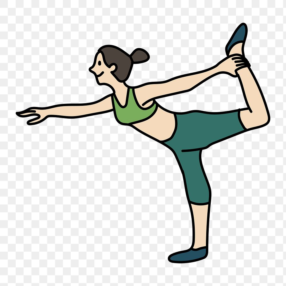 Png woman doing yoga doodle, transparent background