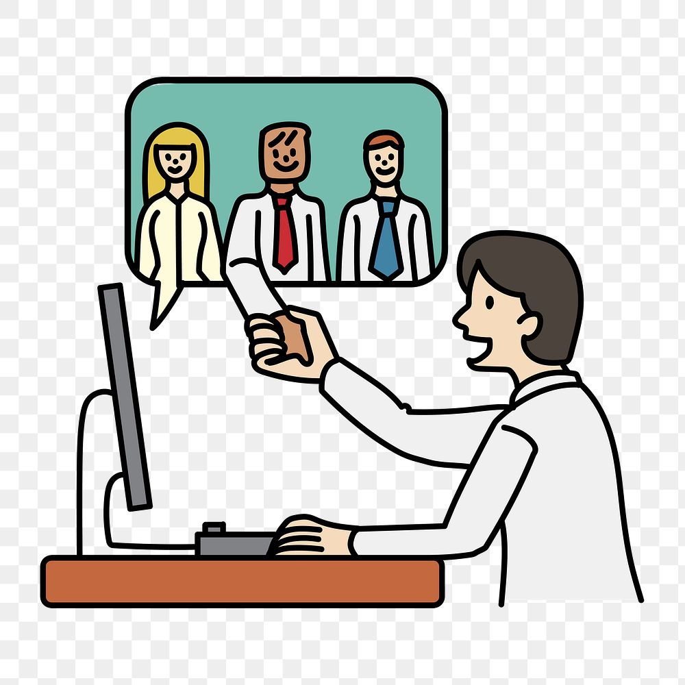 Png doctor online seminar doodle, transparent background