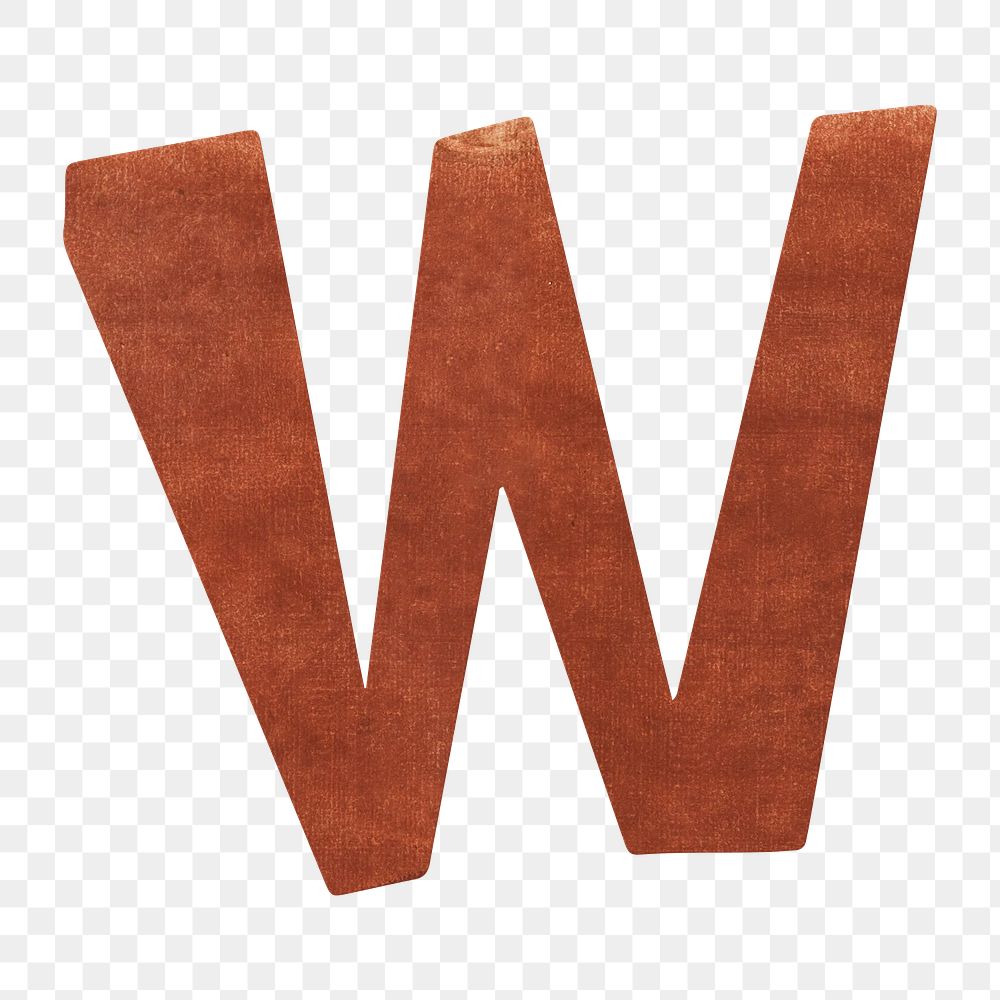 W letter png, paper English alphabet, transparent background