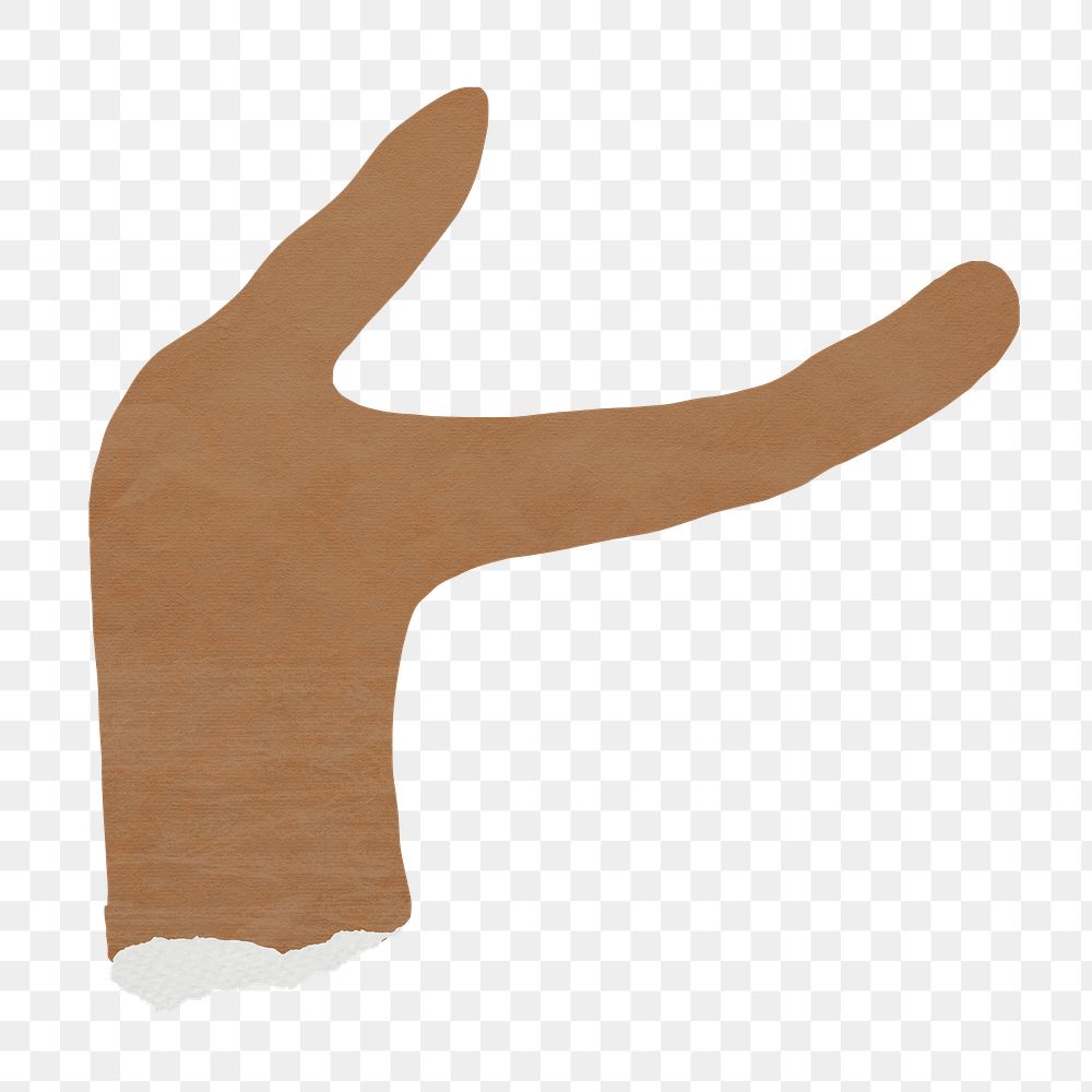 PNG Black palm hand gesture, paper craft element, transparent background