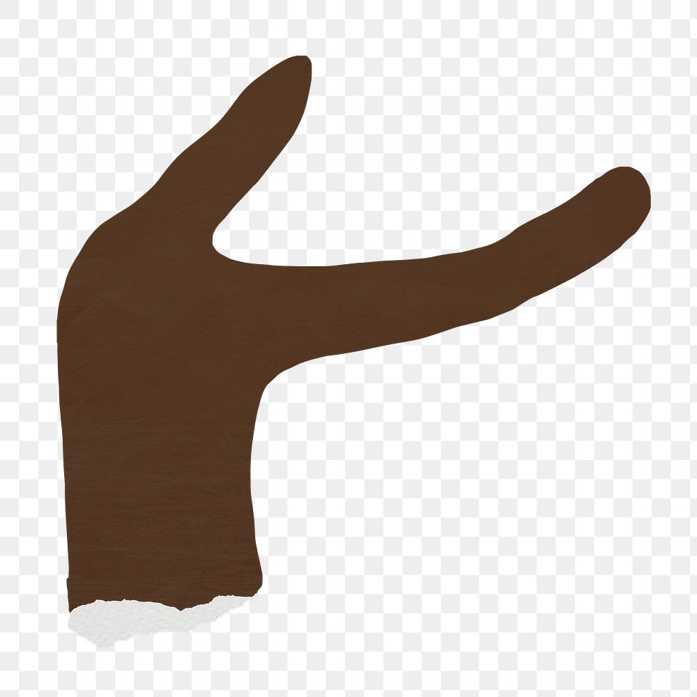 PNG Black palm hand gesture, paper craft element, transparent background