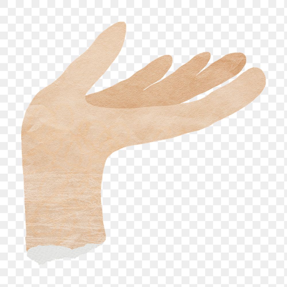 PNG Palm hand gesture, paper craft element, transparent background