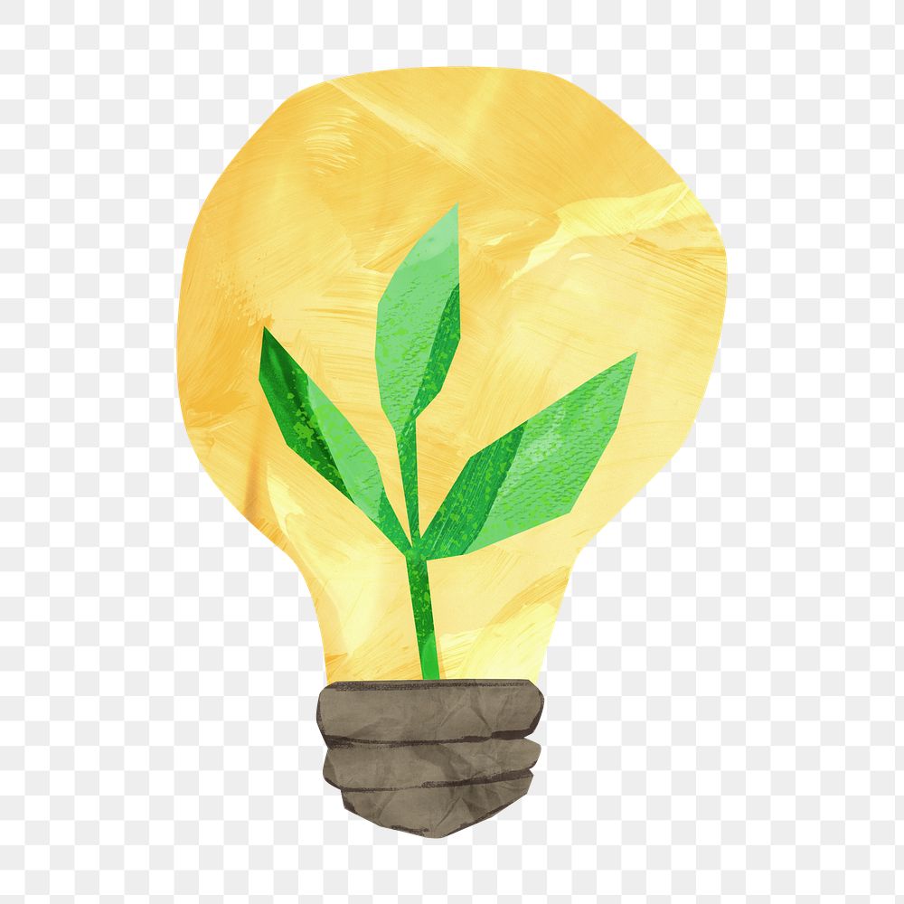 PNG Light bulb plant, environment paper craft, transparent background