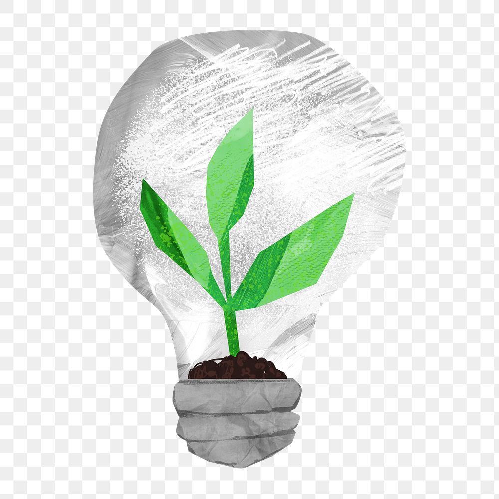 PNG Light bulb plant, environment paper craft, transparent background