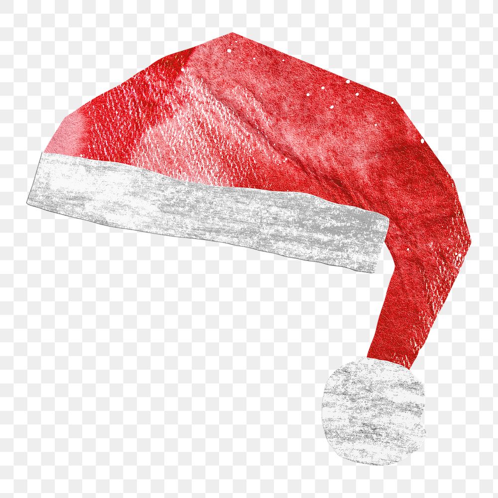 Christmas png, santa hat, paper craft element, transparent background