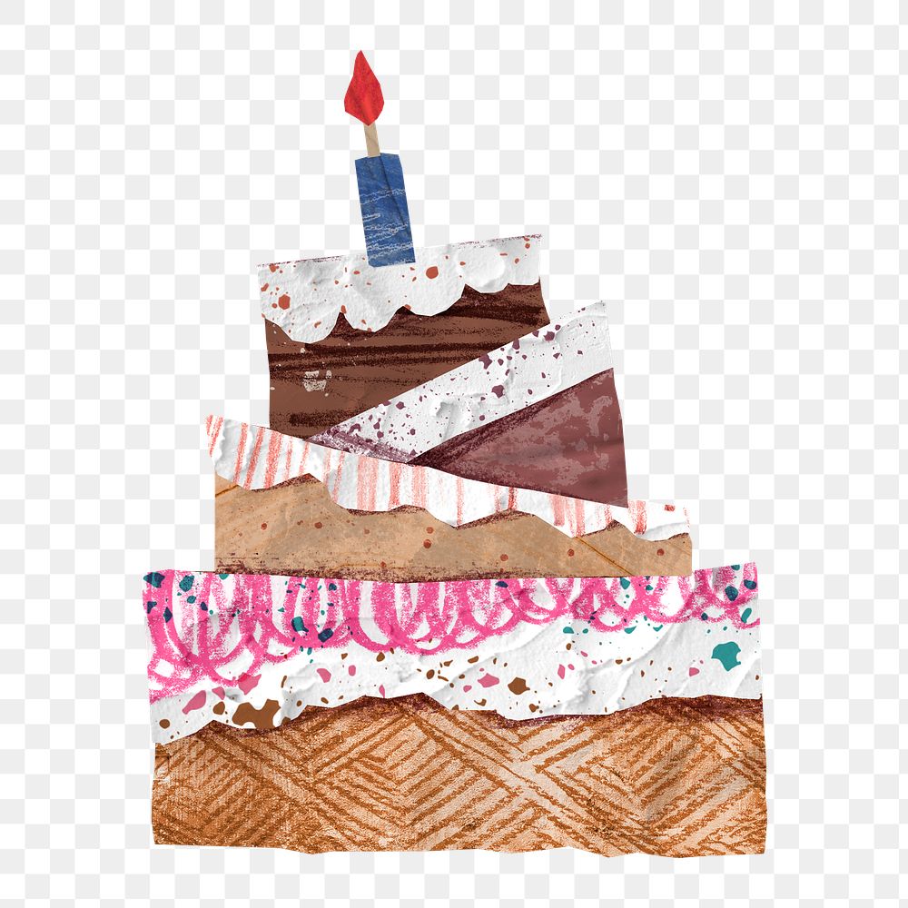 Birthday cake png, paper craft, transparent background