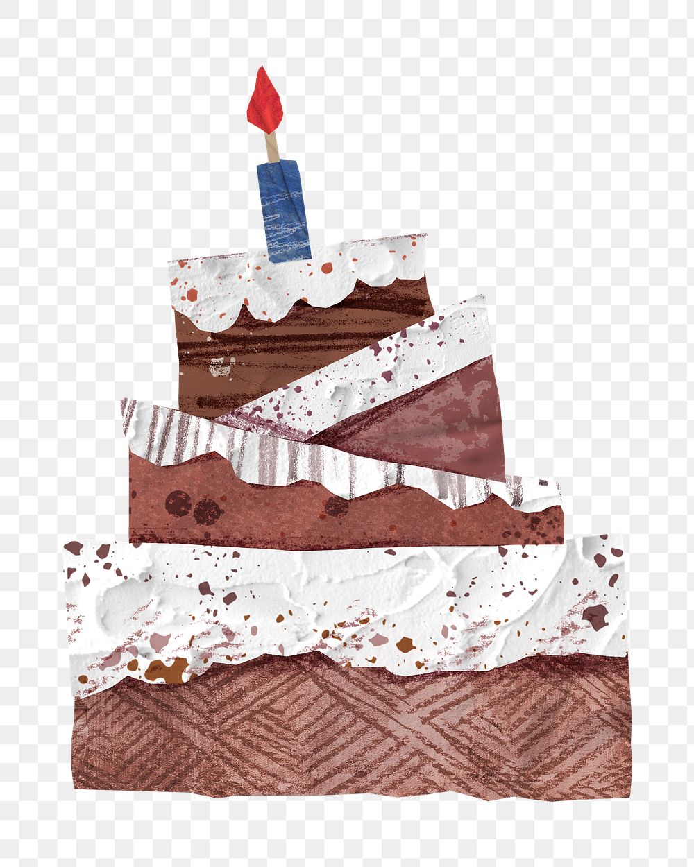 Lit birthday cake png, paper craft, transparent background