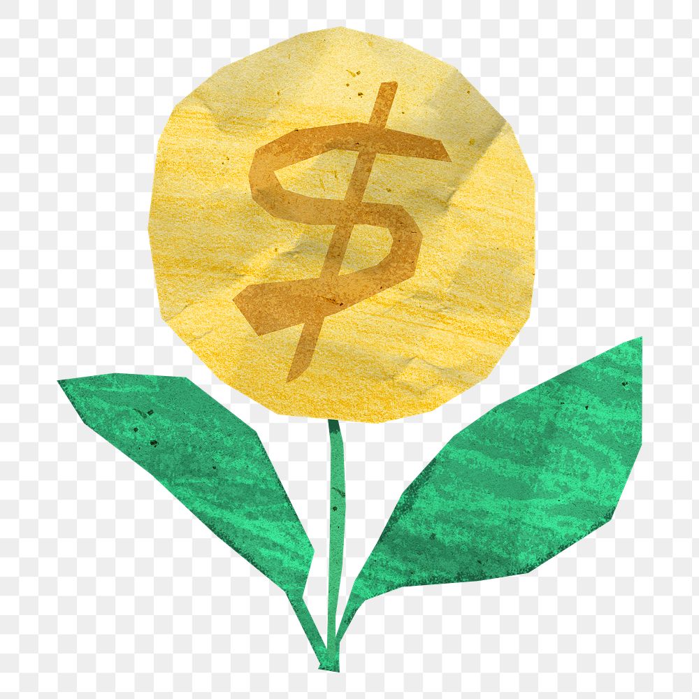 PNG Paper money plant, collage element, transparent background