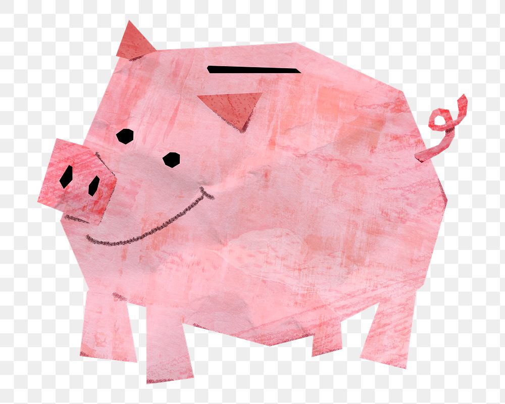 PNG Paper piggy bank, collage element, transparent background