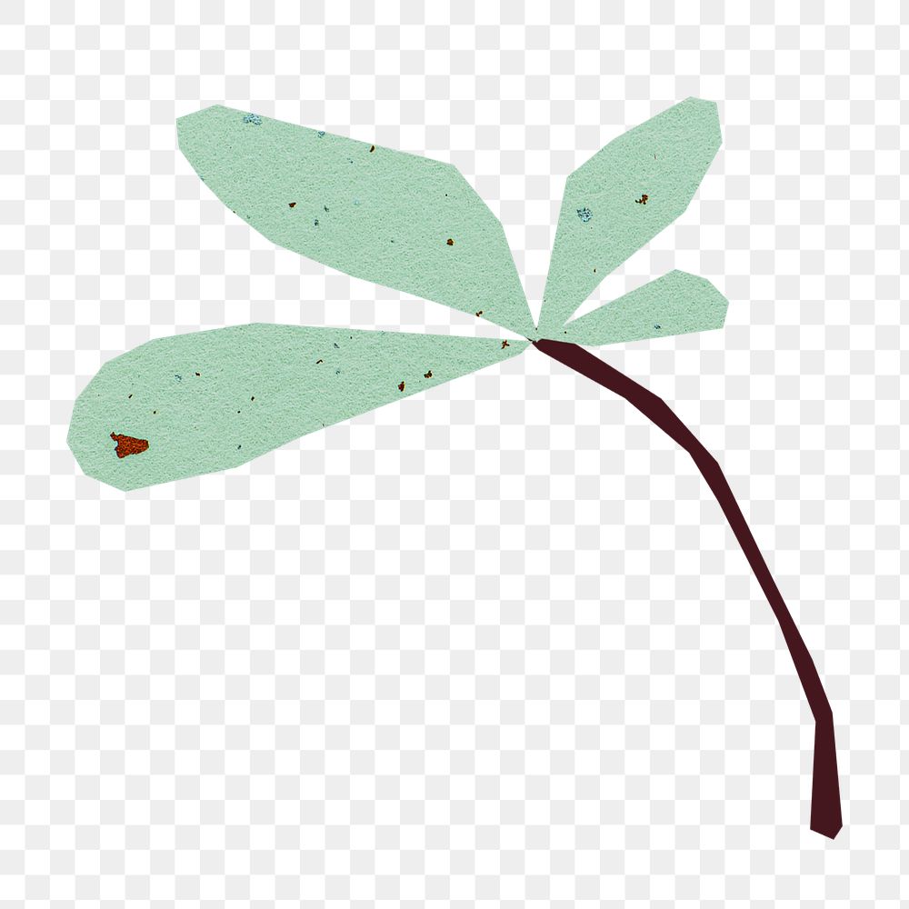 Leaf branch png, paper craft element, transparent background