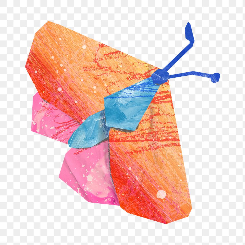 PNG Colorful butterfly, animal paper craft, transparent background