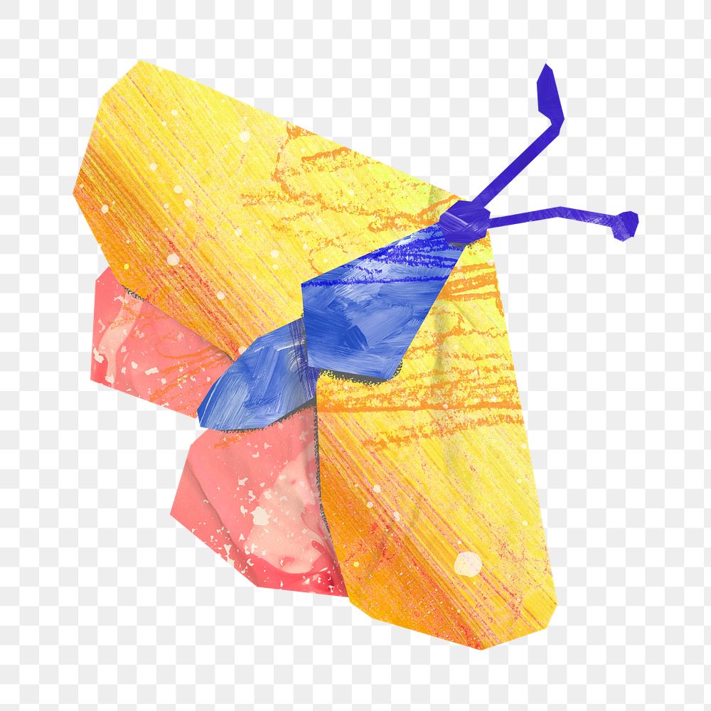 PNG Yellow butterfly, animal paper craft, transparent background