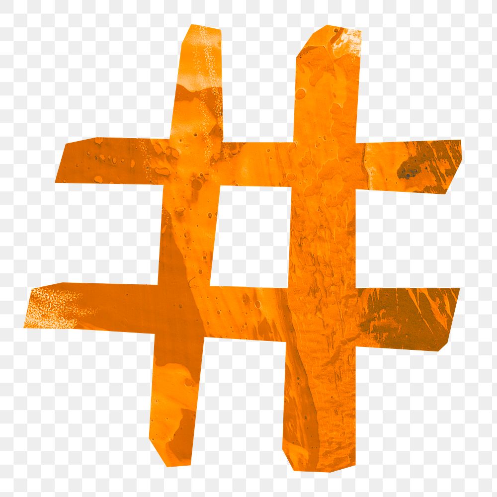 Hashtag symbol png, paper craft element, transparent background