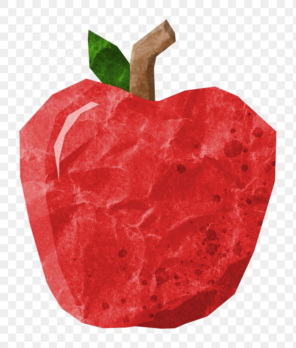PNG Red apple fruit, food paper craft element, transparent background