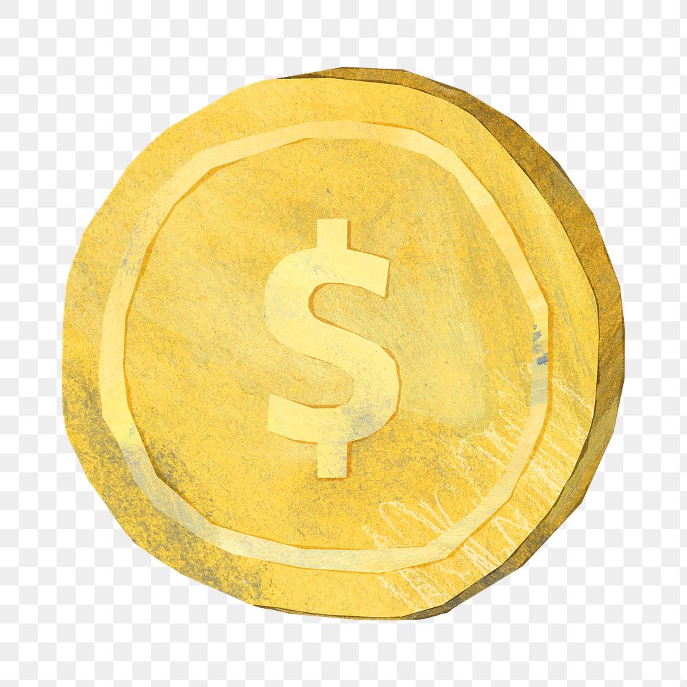 PNG Gold coins, finance paper collage element, transparent background