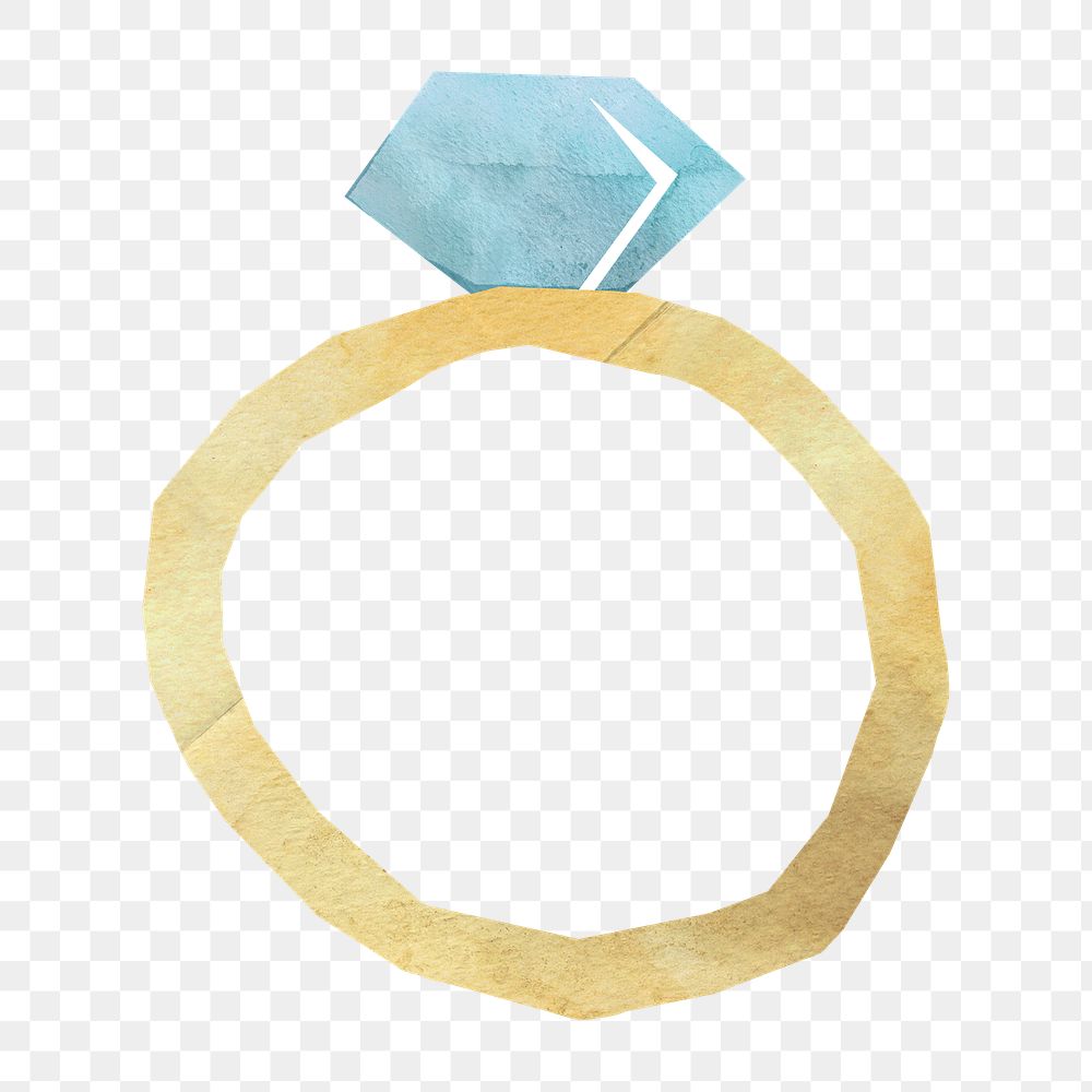 PNG Engagement ring, paper craft element, transparent background