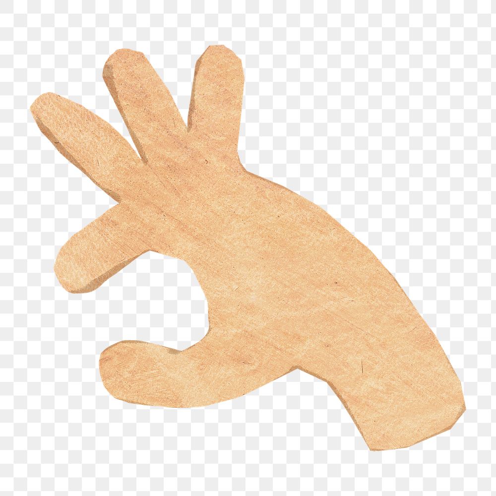 PNG Okay hand gesture, paper craft element, transparent background