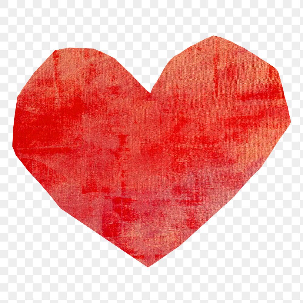 PNG Red heart shape, love paper craft element, transparent background