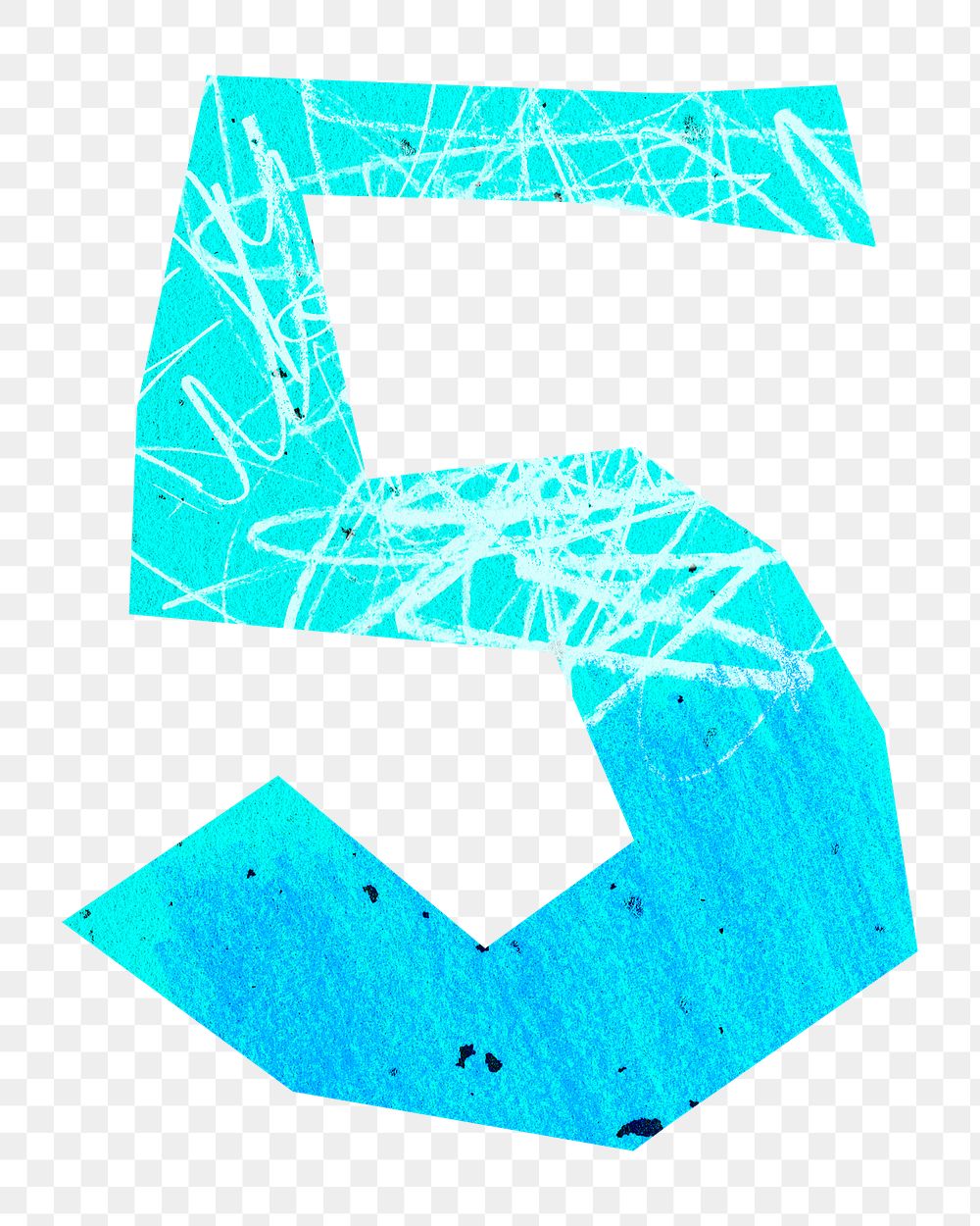 PNG 5 number five, paper craft element, transparent background