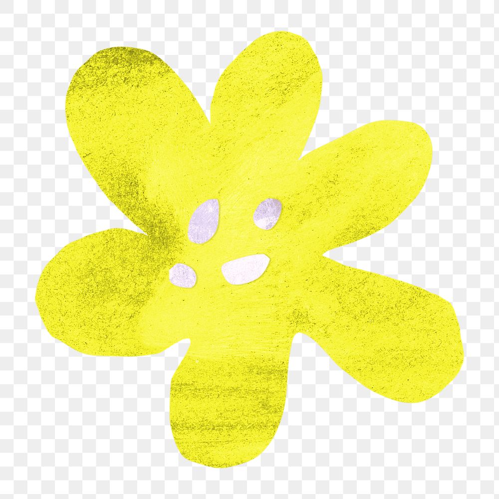 Yellow flower png, paper craft element, transparent background