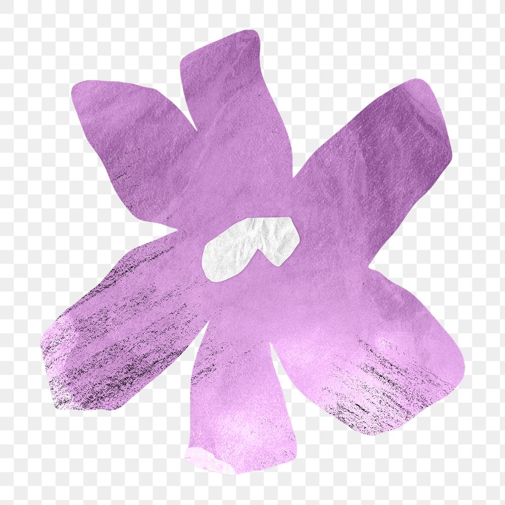 Purple  flower png, paper craft element, transparent background