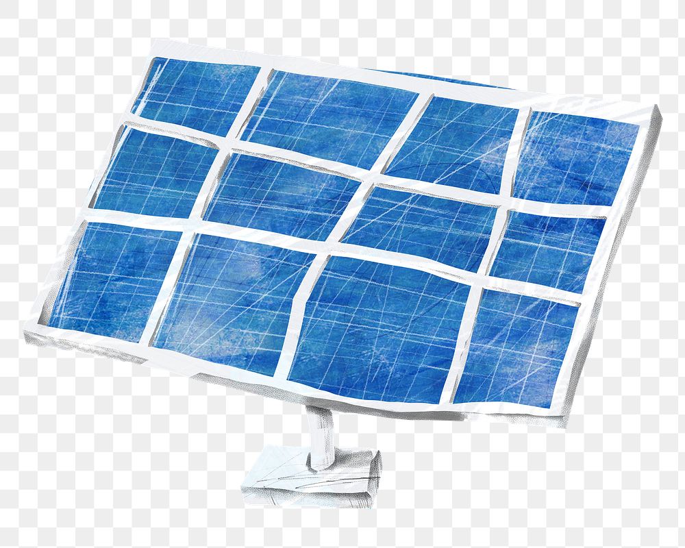 PNG Solar panel, environment paper craft, transparent background