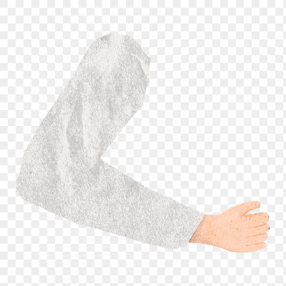 PNG Man's arm, paper craft element, transparent background