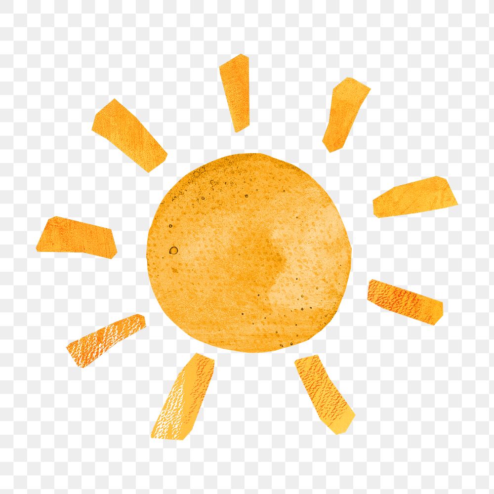 Beaming Sun png, paper craft element, transparent background