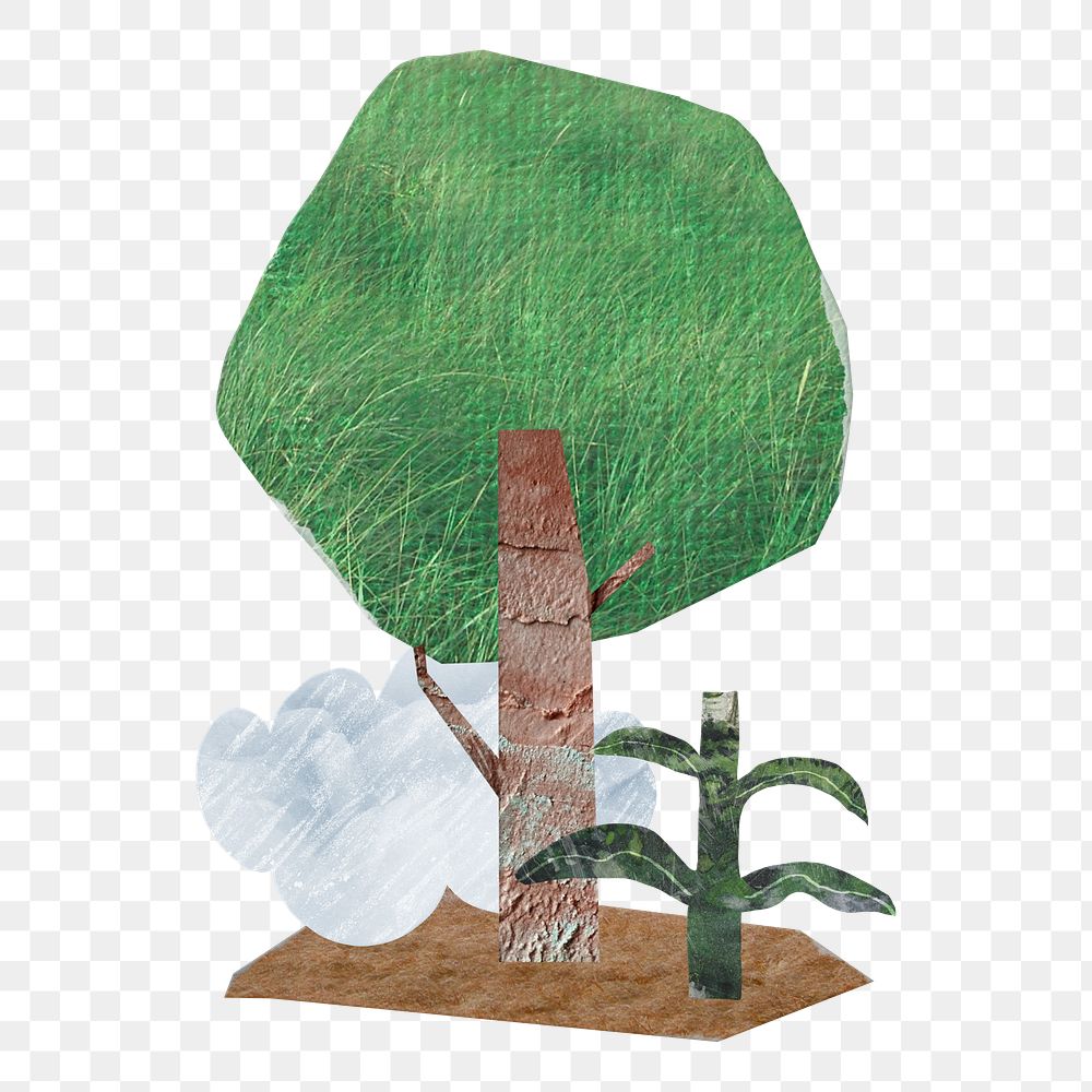 Tree png, paper craft element, transparent background