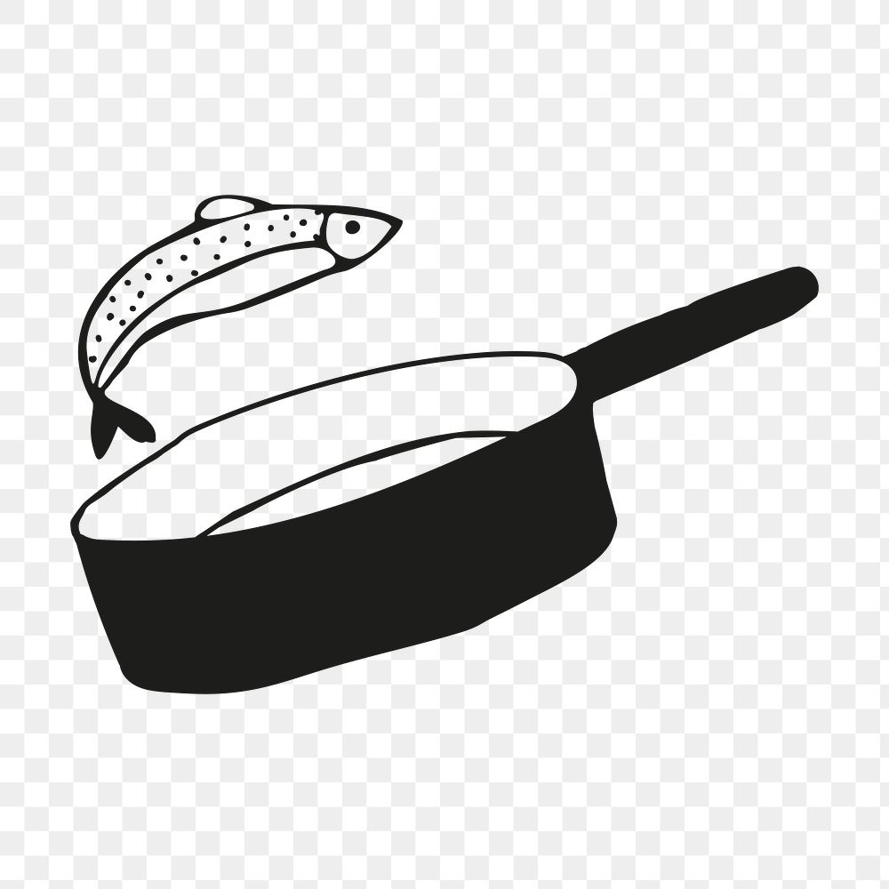 Frying fish png, aesthetic illustration, transparent background