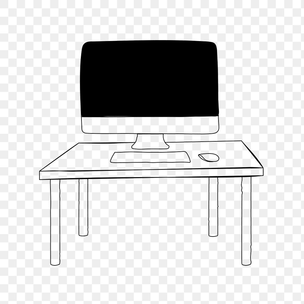 Working desk png, aesthetic illustration, transparent background