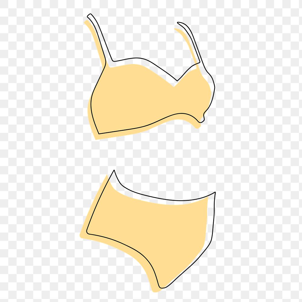 Yellow swimsuit png, aesthetic illustration, transparent background