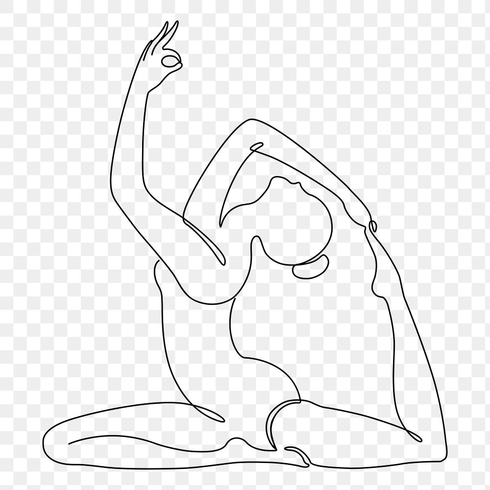 Yoga pose png, aesthetic illustration, transparent background