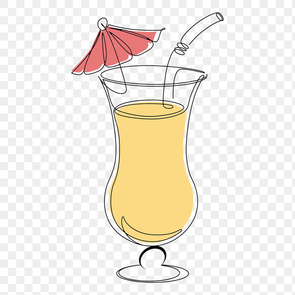 Tropical cocktail png, aesthetic illustration, transparent background