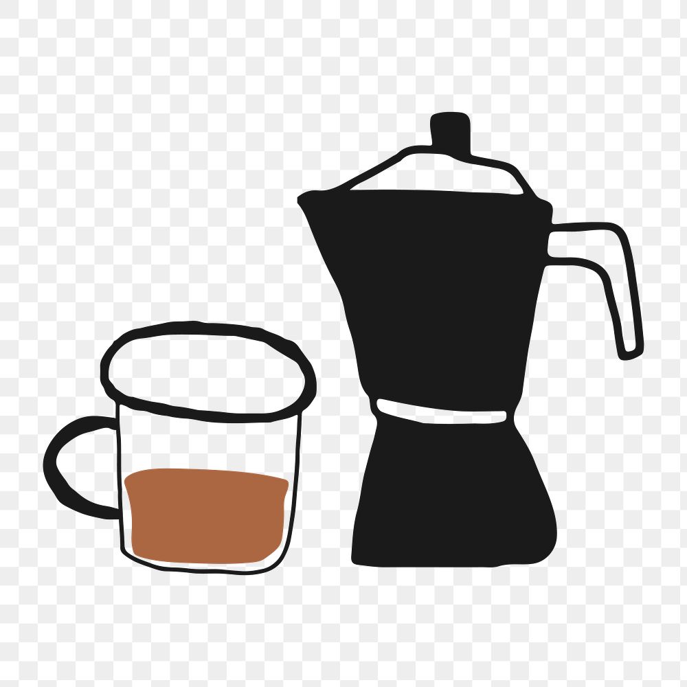 Coffee time png, aesthetic illustration, transparent background
