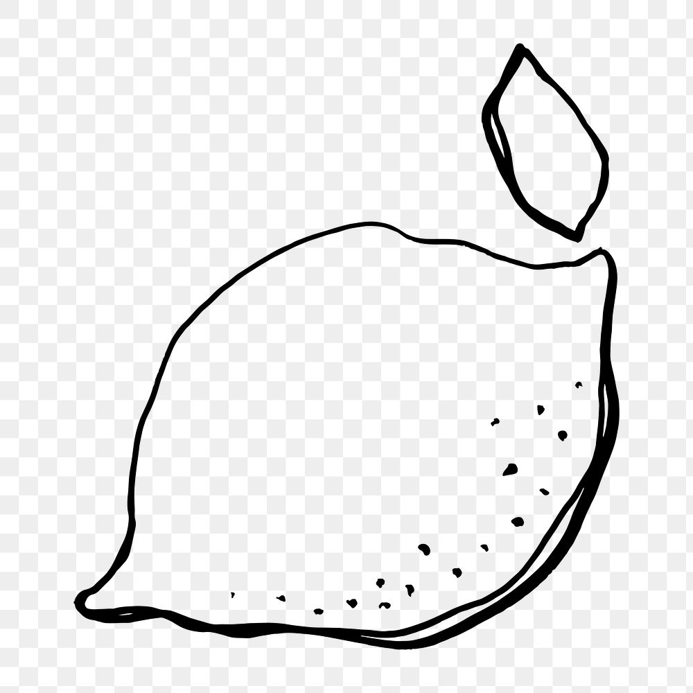 Lemon doodle png, aesthetic illustration, transparent background