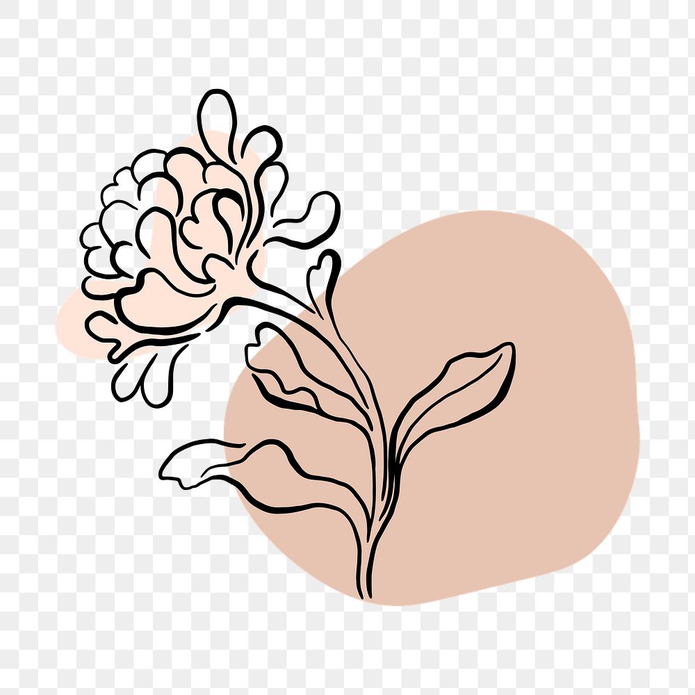 Flower doodle png, aesthetic illustration, transparent background