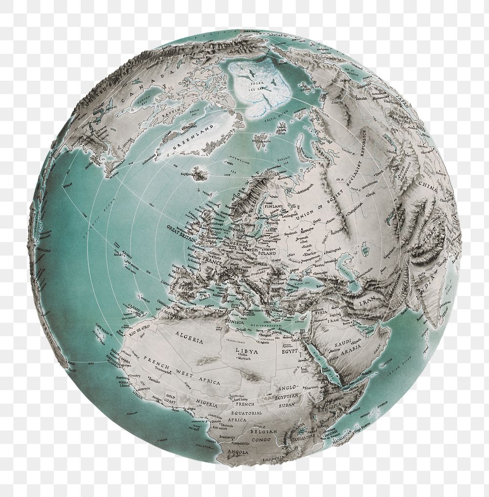 PNG World map, planet Earth graphic, transparent background