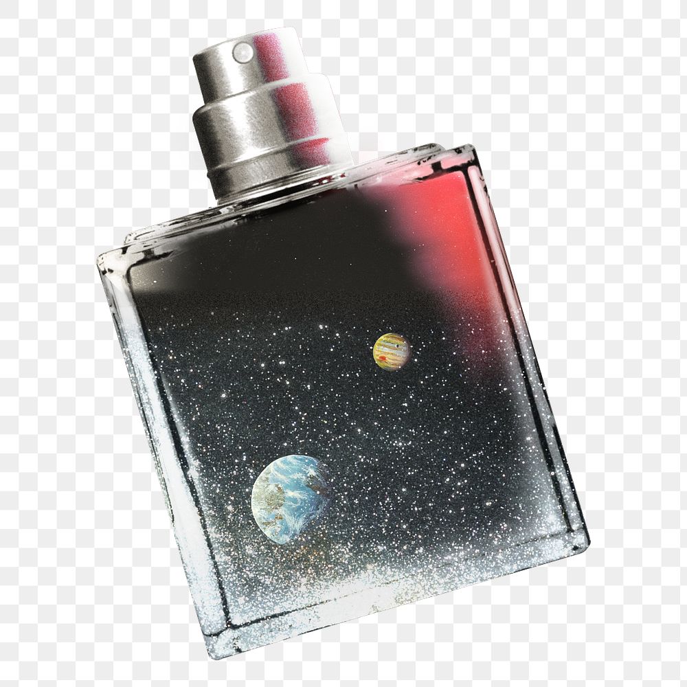 PNG Galaxy perfume bottle, aesthetic beauty remix, transparent background