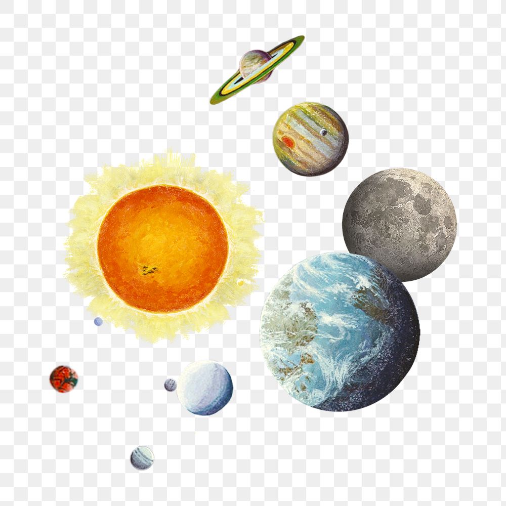 PNG Space solar system, planets illustration, transparent background
