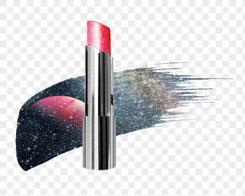 PNG Galaxy pink lipstick, beauty aesthetic remix, transparent background