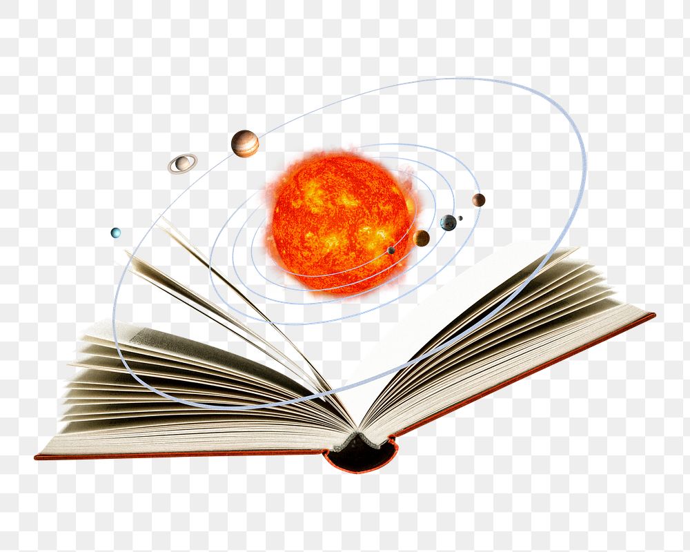 PNG Astronomy education, open book remix, transparent background